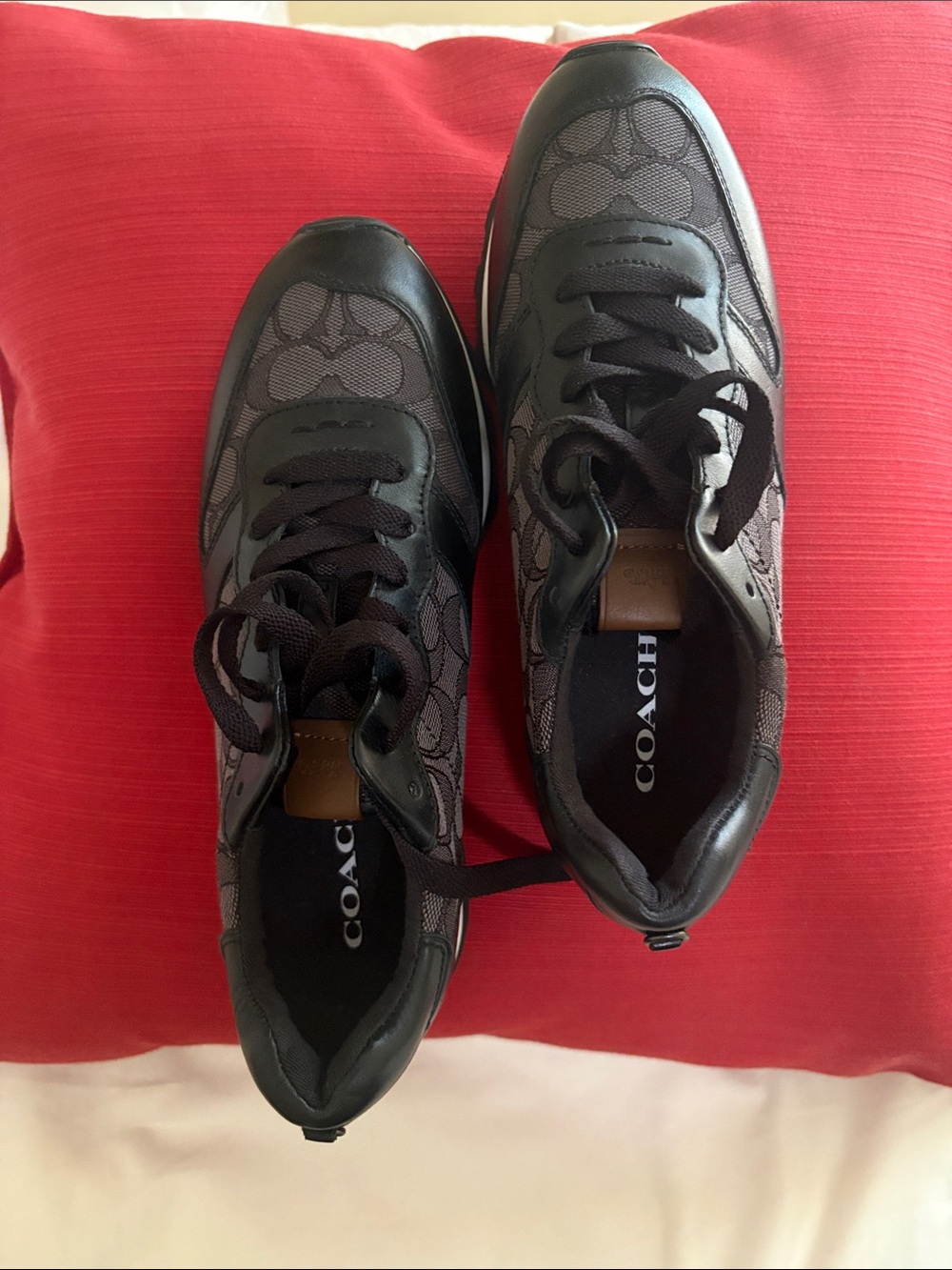 Coach Black Signature Logo Low-Top Sneakers